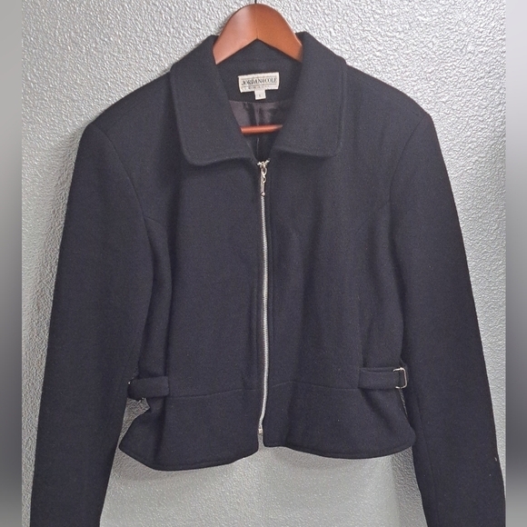 Vintage Black Wool Collared Zip Up Jacket    Size L - Picture 1 of 8